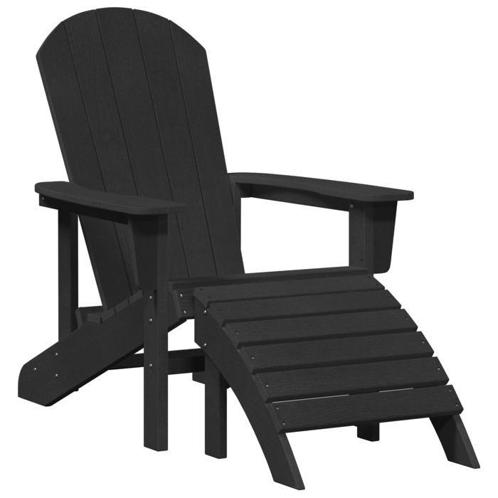 VidaXL Chaise Adirondack avec repose-pieds noire HDPE durable pour une détente extérieure confortable, mobilier de jardin, 42006631