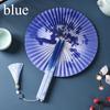 Magnetic Closure Folding Paper Hand Fan, Long Handle with Tassels, Portable Pocket Fan for Easy Carry
