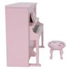 1:12 Doll House Accessories Mini Upright Piano Model Toy with Stool Simulation Furniture Pink