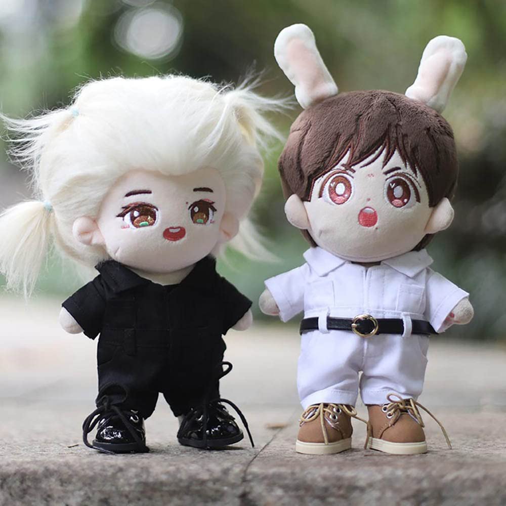 niannyyhouse 20cm Doll Clothes, Plush Doll Coveralls, Muppet Outfit, Cotton Doll Clothes, Baby Doll Clothes (White-2)