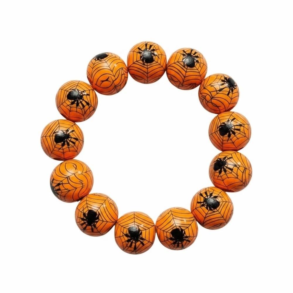 Elastic Halloween Bracelet Stretchy Wood Wristband Devil Eye Bangle Pumpkin Beads Bracelet Couples