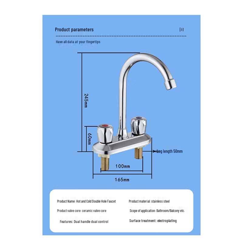 FURONGHUA Double Handle Copper Basin Faucet