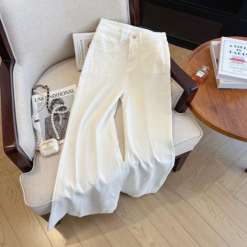 

Женские винтажные джинсы клеш с высокой посадкой, драпированные прямые, стройнящие длинные брюки XXS