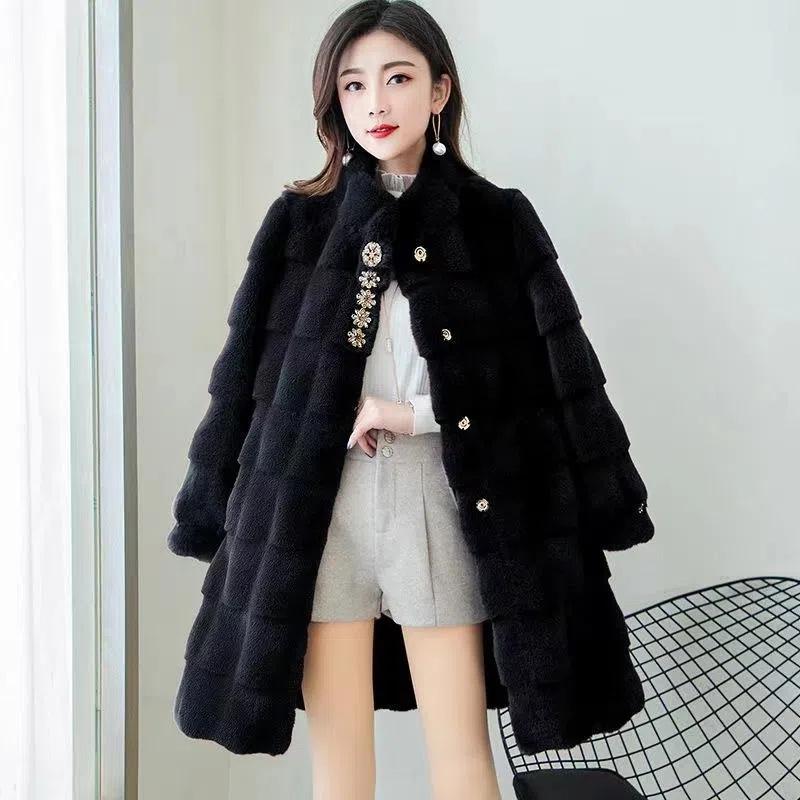 Cappotto in pelliccia sintetica da donna autunno inverno Nuovo cappotto in visone imitazione di media lunghezza Giacca in pelliccia morbida e confortevole di grandi dimensioni 3XL