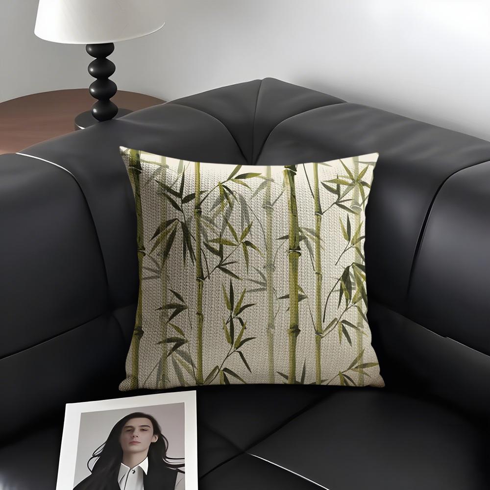 Bamboo Luxury Cushion Cover Natural Linen Organic Fabric DoubleSided Printing Sofa Home Decor Gift Pillow Case