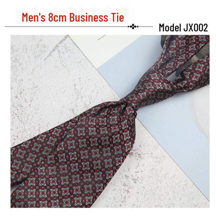Men's Retro Floral Jacquard Tie, 8CM Wide, Coffee, Blue, Burgundy Stripes: Perfect for Formal and Casual Wear