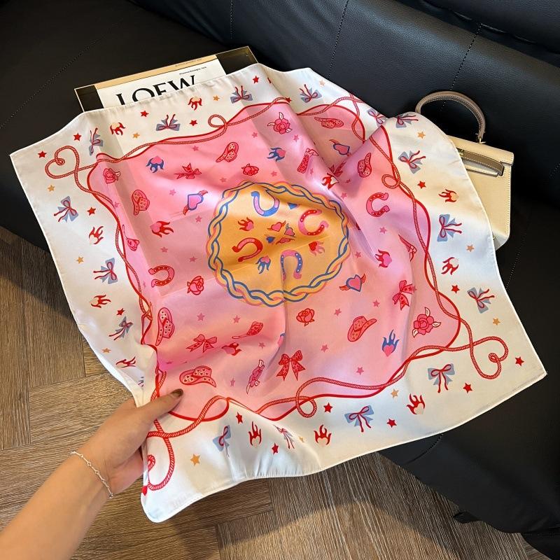 Silk scarf 71 * 71 imitation silk square scarf Korean atmosphere neck silk scarf flower pattern flower polka dot scarf