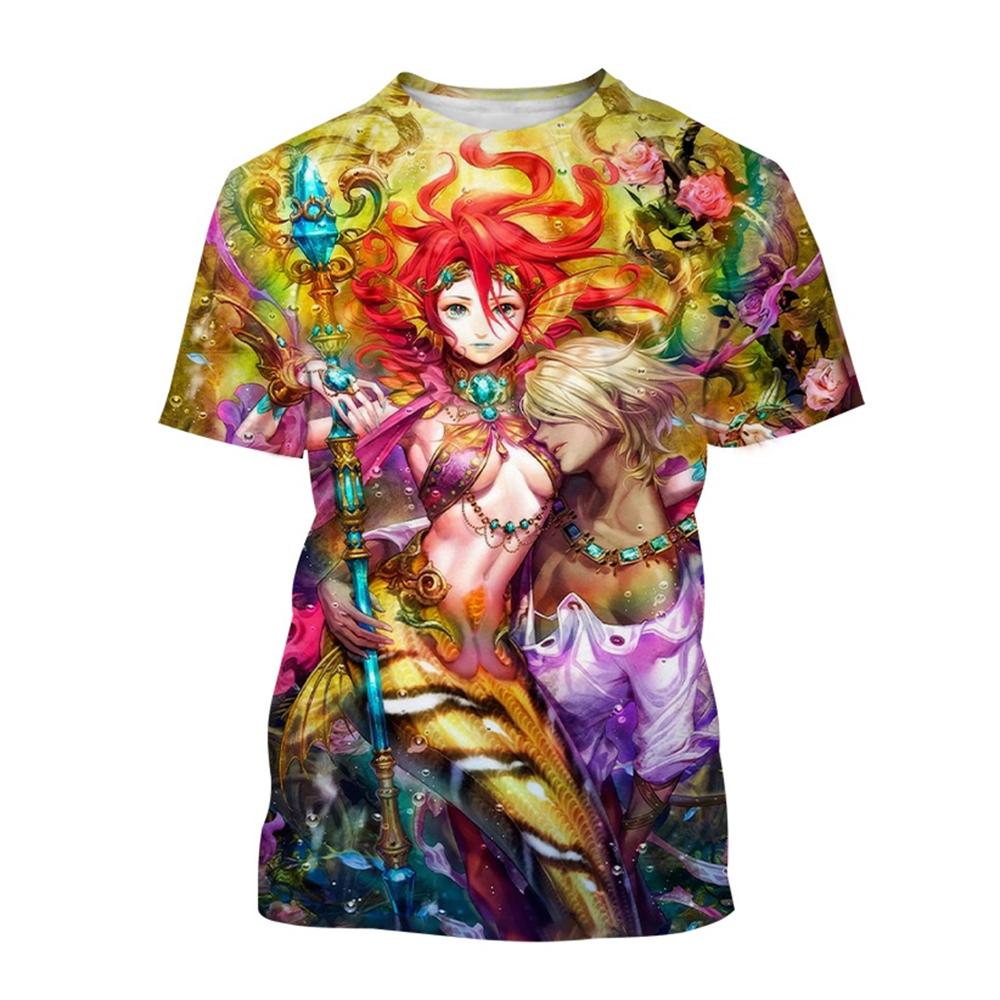 Sexy Mermaid 3D PrintCasual T-Shirts Ocean Girl Fashion Men's Women's Casual Street Harajuku Hip-Hop Street Style T-Shirt Tops