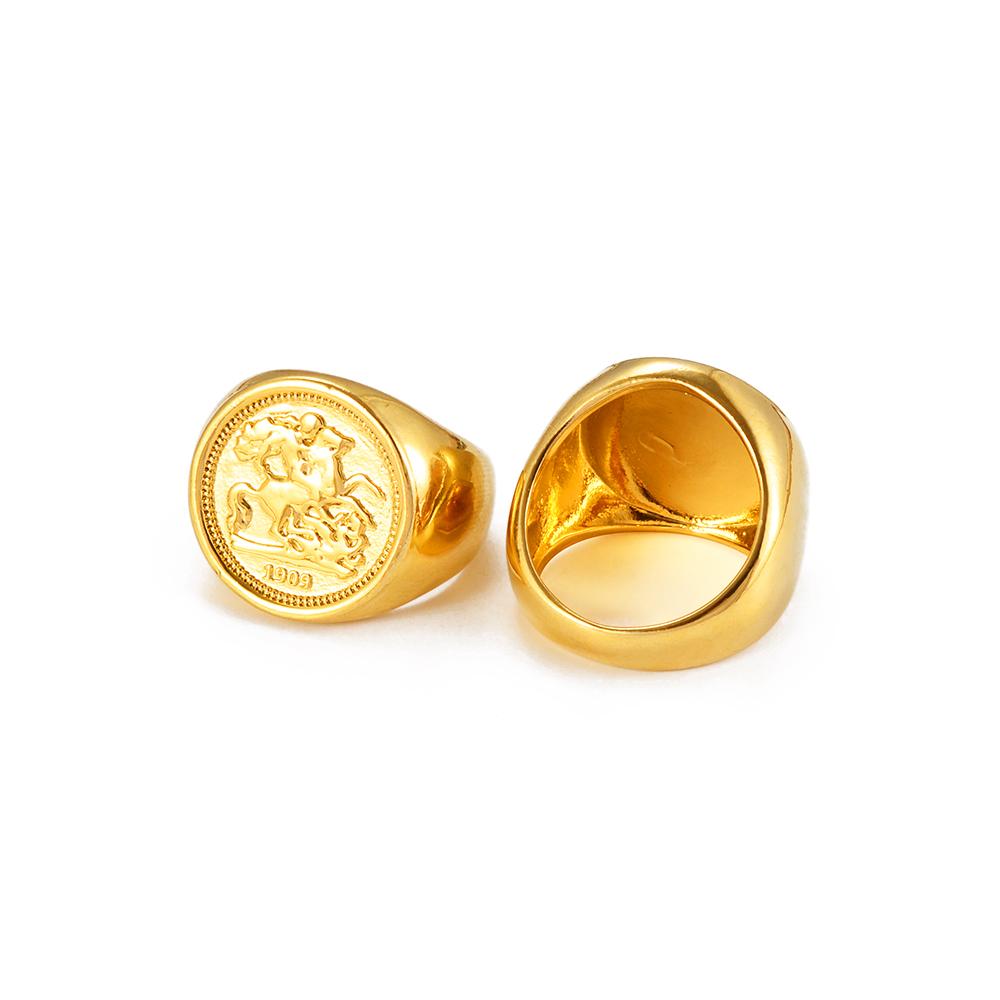 Anniyo 1Piece Sovereign Edward VII Cion Ring Metal for Women Men British UK Jewelry #310206 7