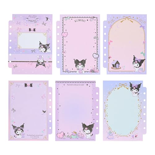 Sanrio 913952 Exciting Sticker & Sticker Notebook, Kuromi Storage, Charm Included, Sticker Mount, Stick and Peel, Case with Slider, Letter Style Memo