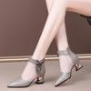 Damenschuhe Temperament Spitze Sommer Coole Stiefel Atmungsaktives Netz Coole Stiefel Mode Hohe Absätze Kurze Stiefel Damen Sandalen