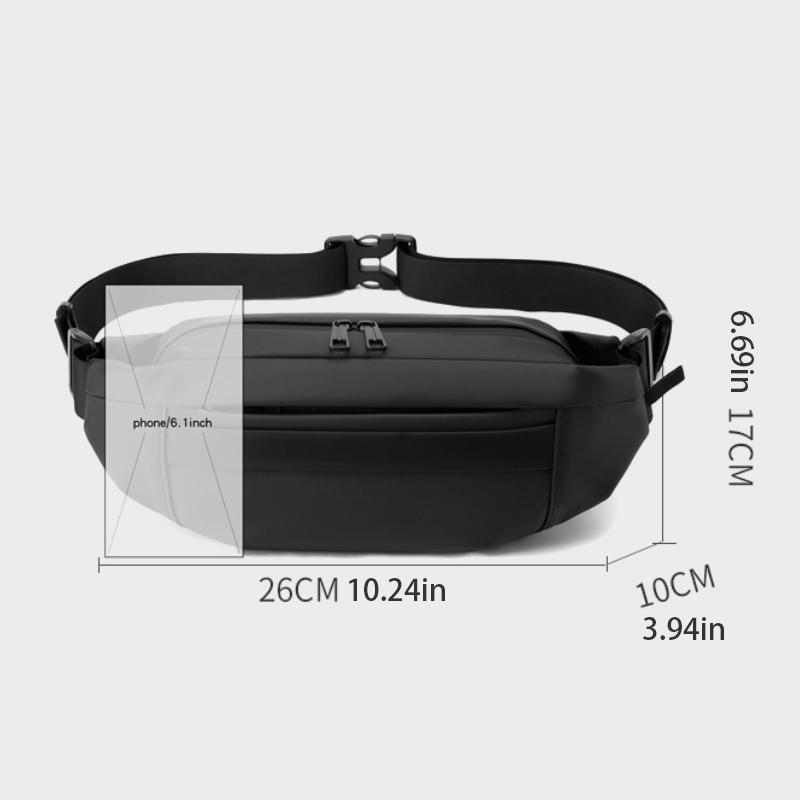 1 Men's Multifunctional Sports Waist Bag - Multi-layer Zipper Closure, Adjustable Chest Bag, Sports Style Crossbody Bag