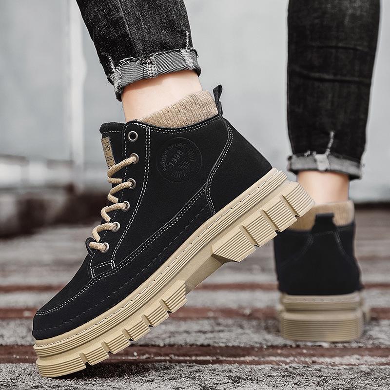 Осенние и зимние высокие ботинки Мартинсы уличные ботинки повседневные нескользящая толстая подошва 39