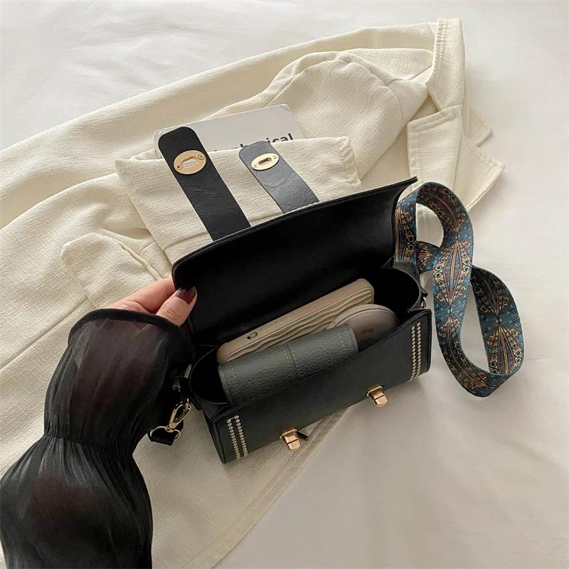 Single Color One Shoulder Bag for Women  Fashion Bag with Wide Shoulder Strap  Small Bag