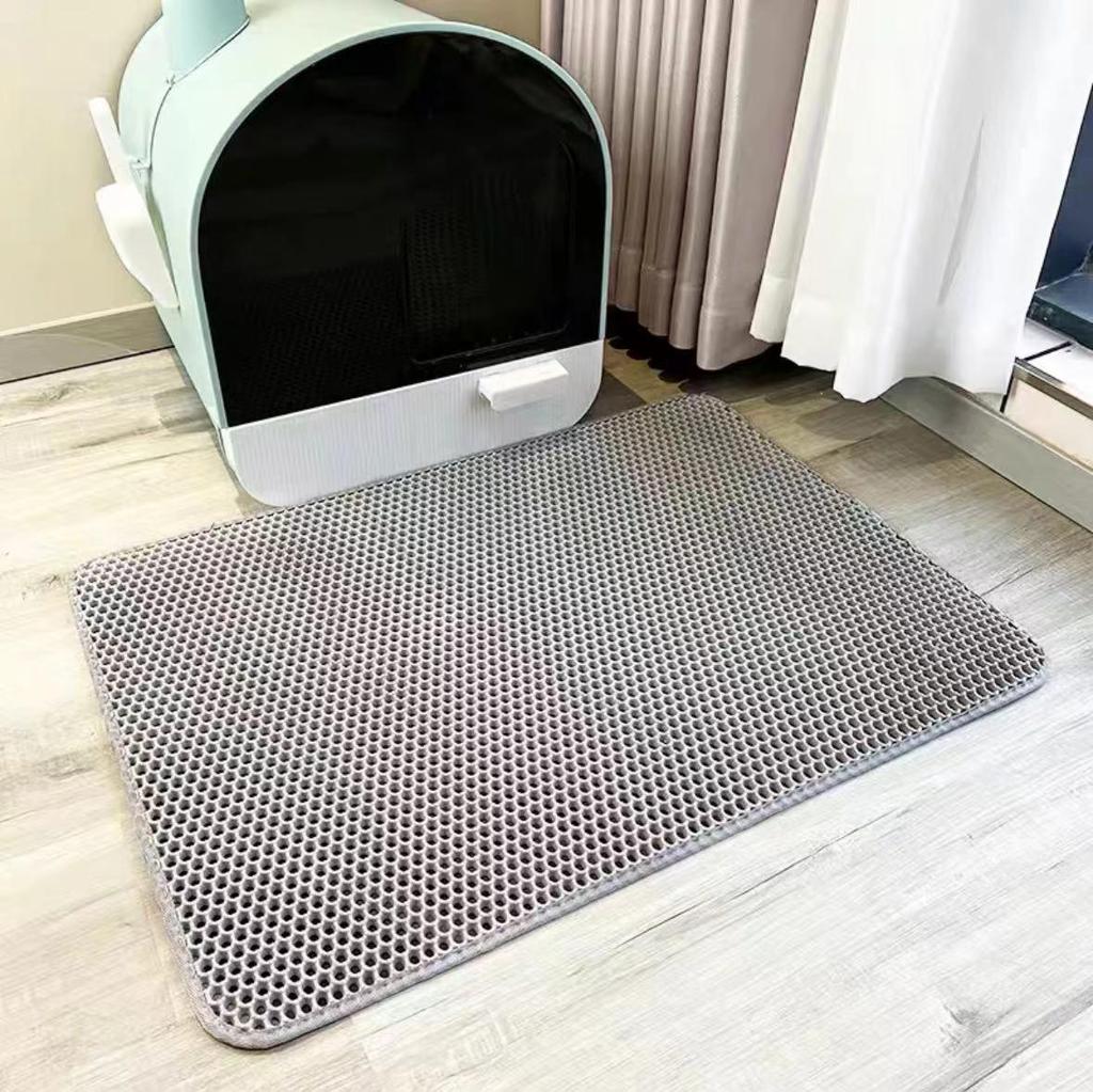 EVA Washable Cat Litter Trapping Mat - Anti-Tracking, Anti-Slip, Foldable, Double-Layer Design