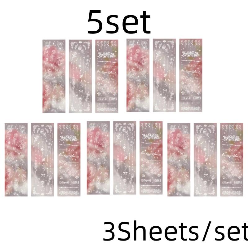 3 Sheets Butterfly Moon Star Stickers PET Transparent Decorative Stickers For Craft Album Journal Scrapbooking