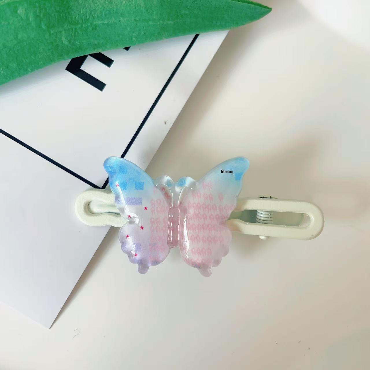 Ice-Transparent Polka Dot Butterfly Hair Clip - Cute Side Clip for Bangs