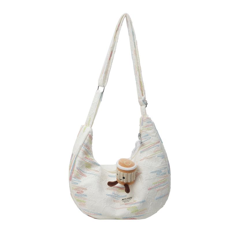 

New DCLOUD Nylon Fabric Sling Bag Crossbody Bag One Shoulder Dumpling Bag Women s Black/Ecru/Yellow/Pink HF6250 35.1*6.1*30.0CM