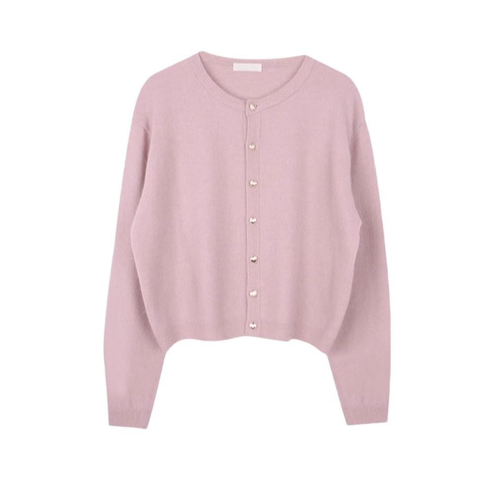 Soft Waxy Love Button Knitted Cardigan Women's Autumn and Winter Gentle Top Small Fragrant Wind Crew Neck Sweater Short Coat
