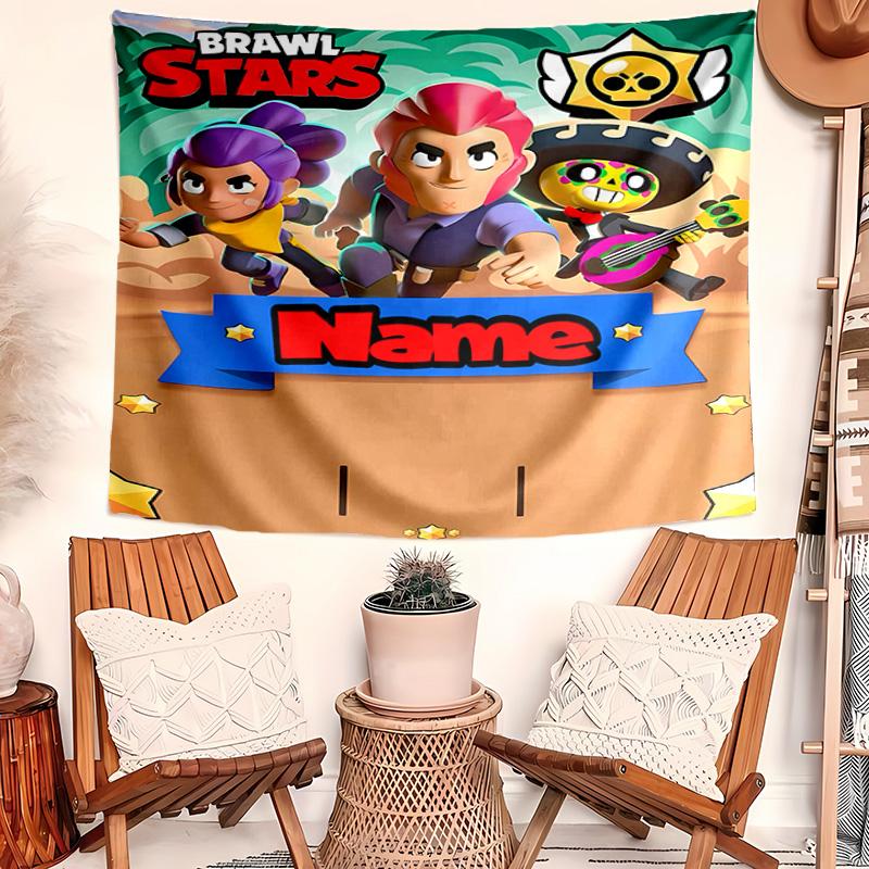Personalized Brawl Stars Background Tapestry,Custom Name Birthday Party,Multifunctional Wall Decoration for Home Decor,Various Occasions