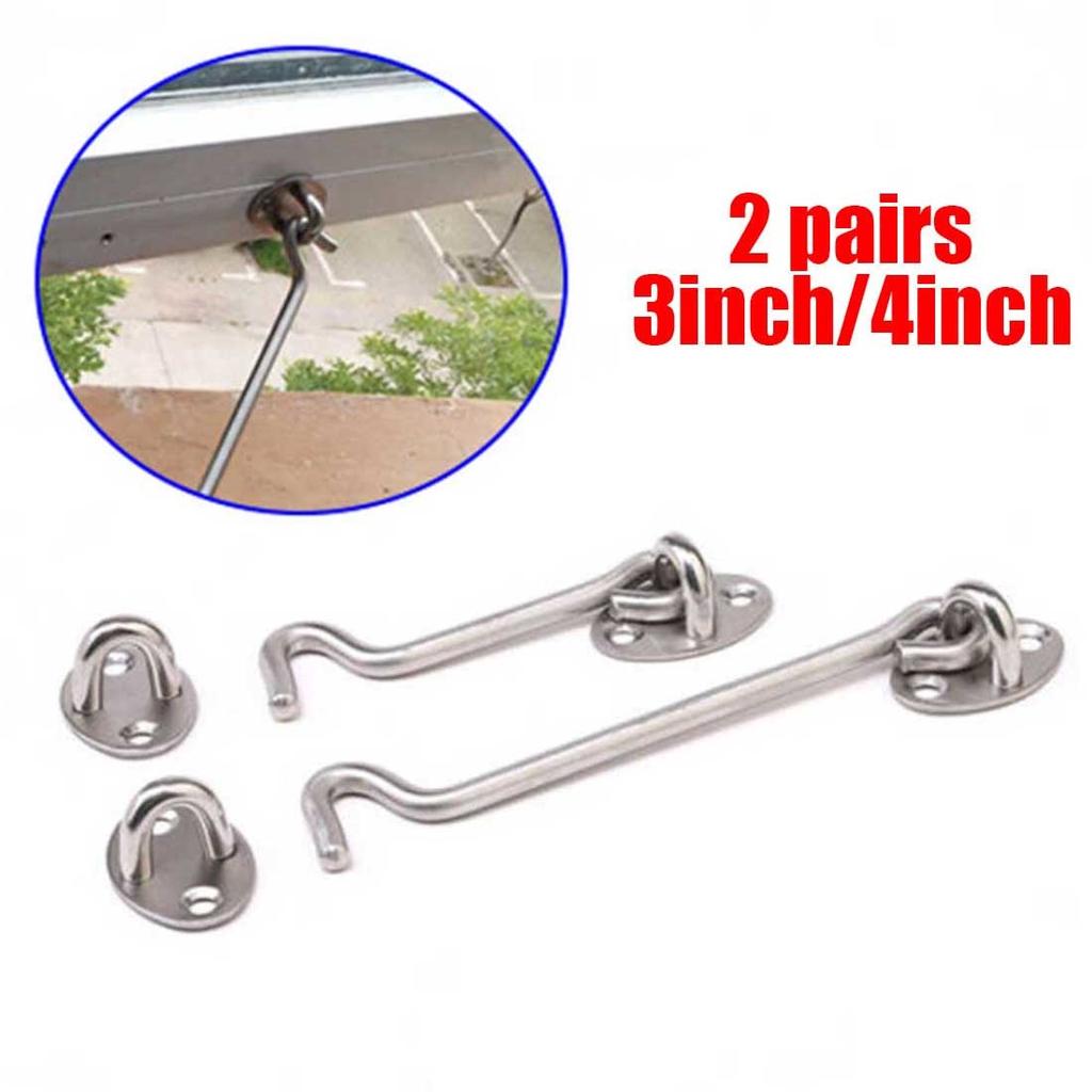 Size : 3 inch MUMA 2Pcs Stainless Steel Cabin Door Hook And Eye Latch Lock Swivel Shed Gate Catch Silent Holder 4/100mm Silver Size : 3 inch MUMA 2Pcs Stainless Steel Cabin Door Hook And Eye Latch Lock Swivel Shed Gate Catch Silent Holder 4/100mm Silver