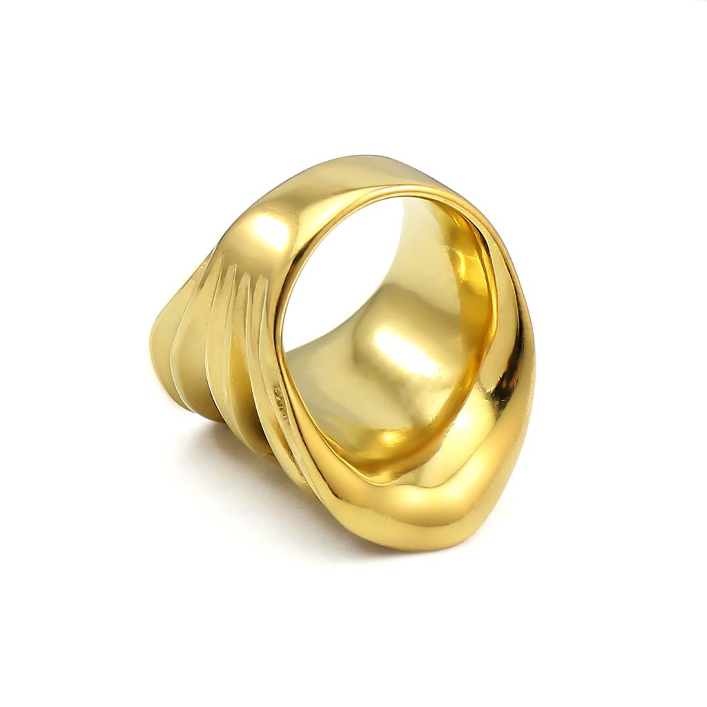 Fashion Pleated Ring Magazine Style Finger Stainless Steel 316L High Quality Jewelry 18k Gold Women Wedding