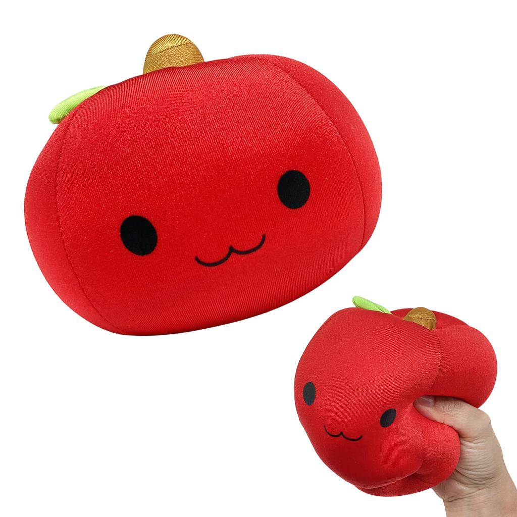 Fluffy Mascot Bead Soft and Easy To Relieves Soothes and Relaxes Palm-sized Cushion, Squeeze, Stress, (apple, Red)