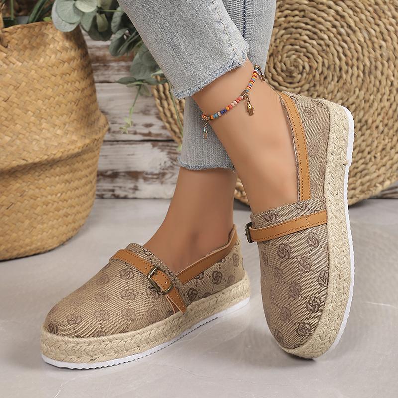 Vintage Flowers Loafers Shoes for Women Autumn Slip-on Platform Sneakers Woman Round Toe Flat Heel Non-slip Espadrilles Shoes