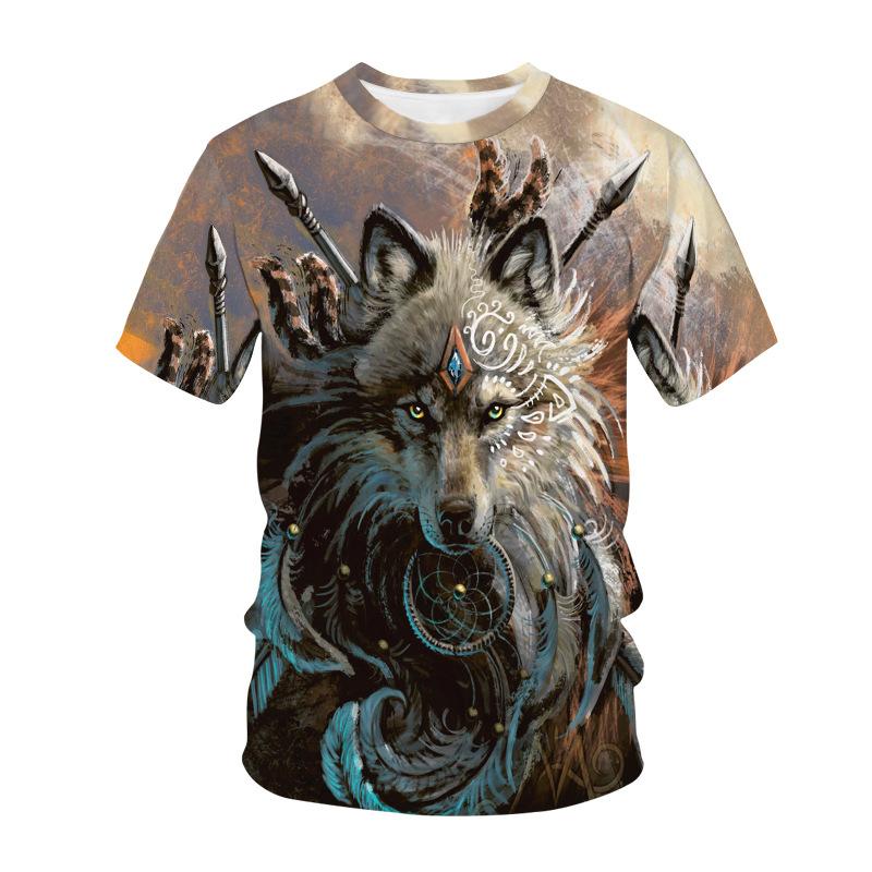 

Крутые мужские футболки с круглым вырезом и коротким рукавом с принтом в виде волка и животного 3D-цифровой печати 6XL