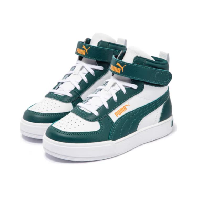 Puma Caven Comfortable Casual Mid-Top Kids Skate Shoes Kids Sneaker White Green Yellow 390011-10
