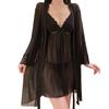 Women's Lace Sheer Mesh Sleep Dress with Robe Lounge Set