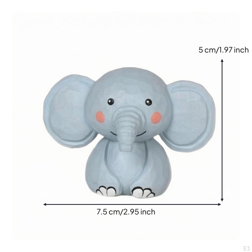 Cartoon Elephant Ornament Cute HandCarved Figurine Handmade