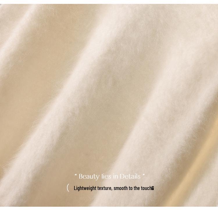 Women's Flocked V-neck Pure Cashmere Knitwear - Cozy Loose-Fit Long Sleeve Sweater for Autumn/Winter
