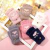 Winter Cute Cartoon Cat Paw Gloves Wholesale Warm Fleece Lined Thick Flip Cover Gloves Student Half Finger Knitted Gloves