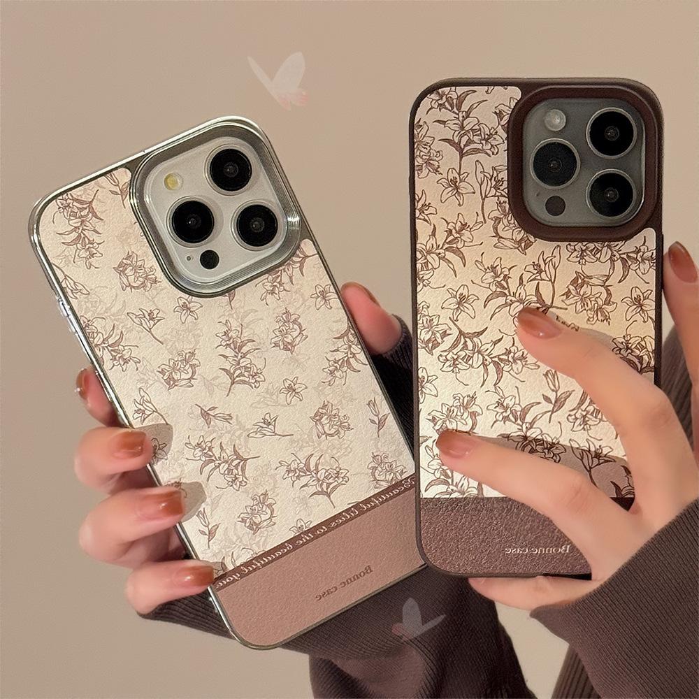 Sketch Flower Apple 16 Mobile Phone Case 14pro Max Leather 15 Applicable To IPhone 13 Retro 11 Hard Set