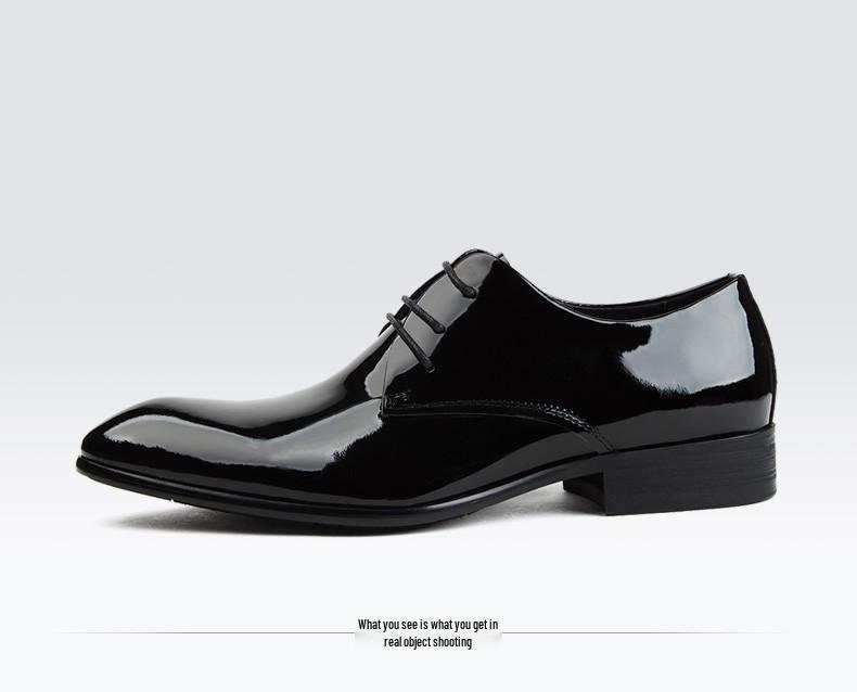 Brother Village Men's Patent Leather Lace-Up Formal Shoes – Shiny, Pointed Toe for Business or Weddings.