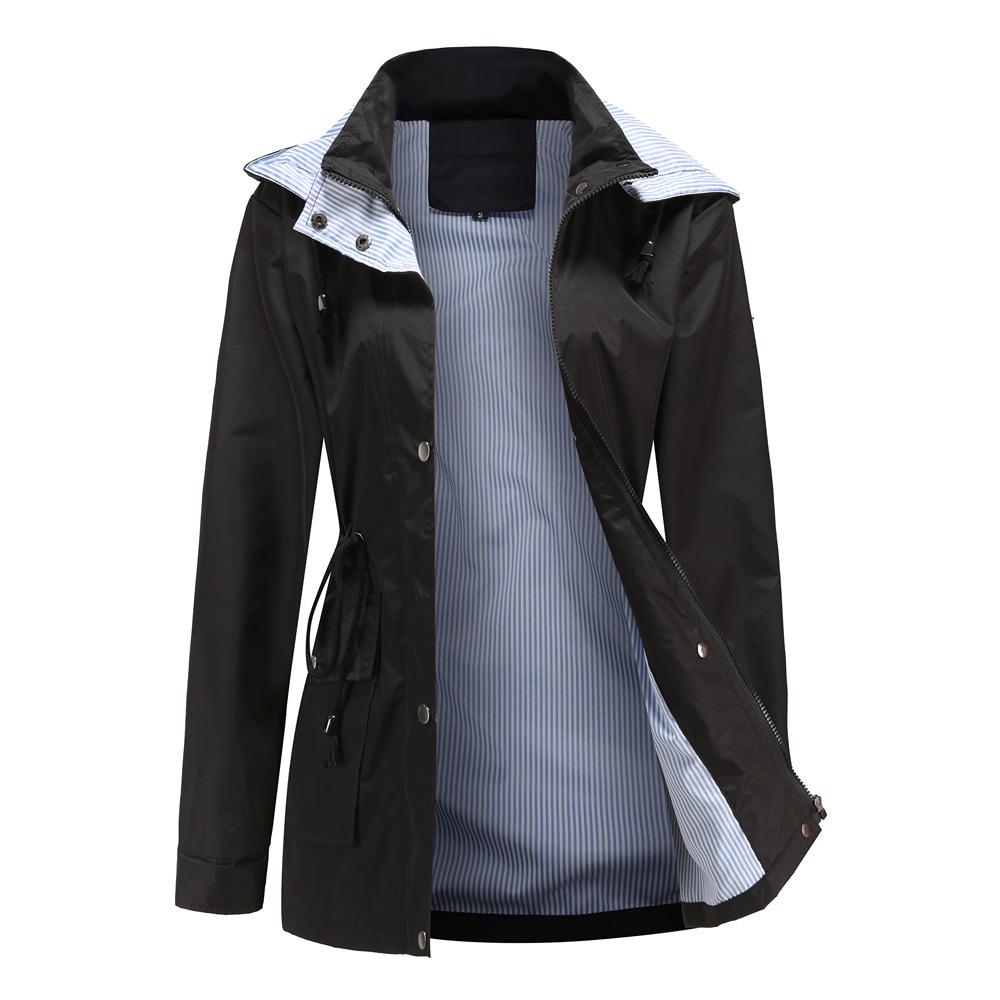 Neue Windjacke für Damen mit abnehmbarer Kapuze für Herbst und Winter in großen Größen
