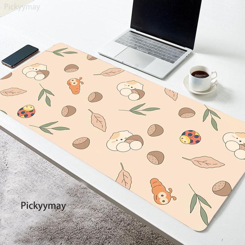 Pink Flower Mouse Pad Kawaii Rabbit Mousepad Computer Masuepad Keyboard Large Desk Mat Office PC Table Deskmat x Deskpad