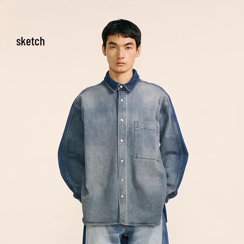 

CROQUIS Мужская зимняя джинсовая рубашка 2024 года свободного кроя H-силуэта с длинным рукавом M