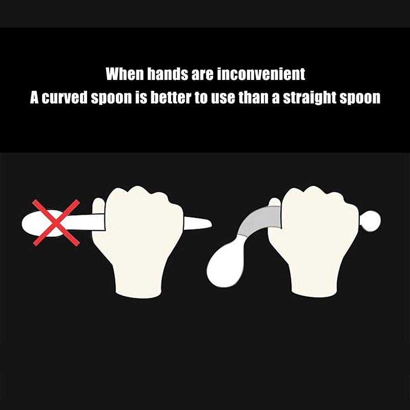 1Pc Stainless Steel Angled Offset Spoon Left/Right Hand Curved Feeding Spoon For Children Elderly Patients Adaptive Utensils