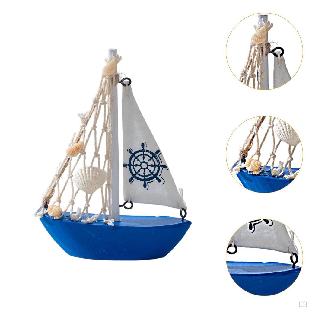 Mini Sailboat Model Beach Decor Item for Office And Home