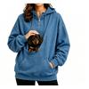 Womens Half-Zip Hooded Sweatshirt With Pet Pocket Loose Fit Fall Winter Top Small Dogs
