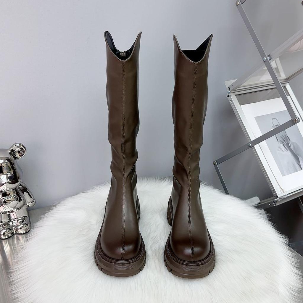 Women Boots Knee High Chelsea Boots for Women Mid Heels Motorcycle Goth Shoes Trend Fashion Designer Women Botas