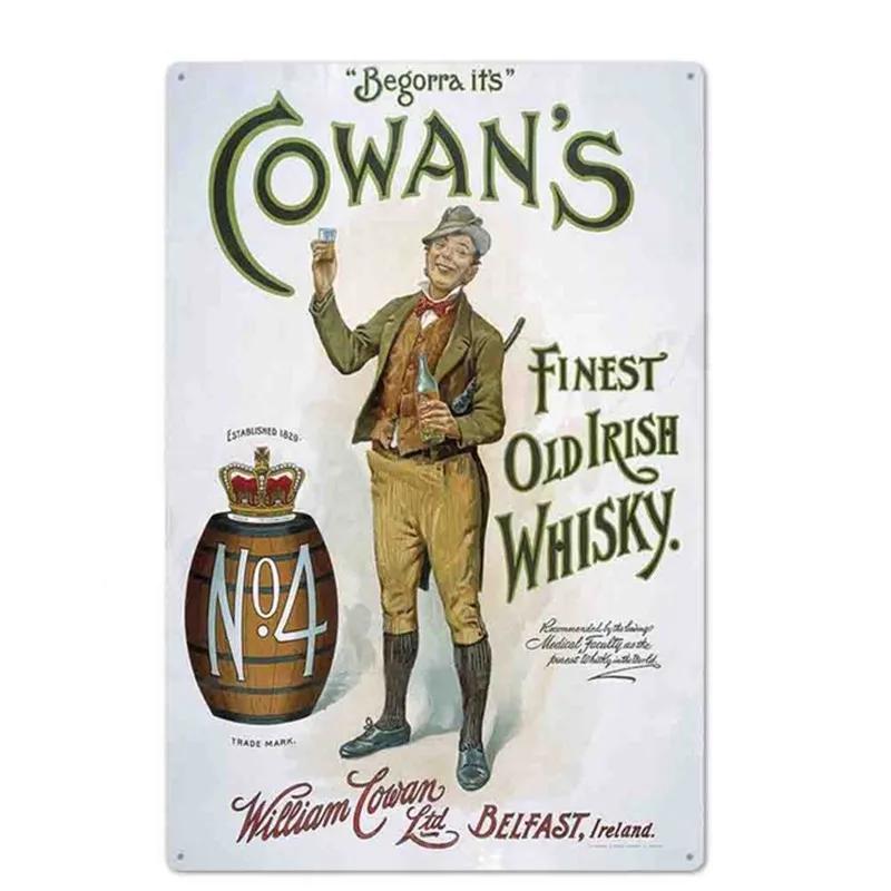 Öl Vin Jameson Affisch Metallplåt Skylt Vintage Metallväggplattor Hantverk Dekor Bar Café Kök Plåt Målning Järnplattor