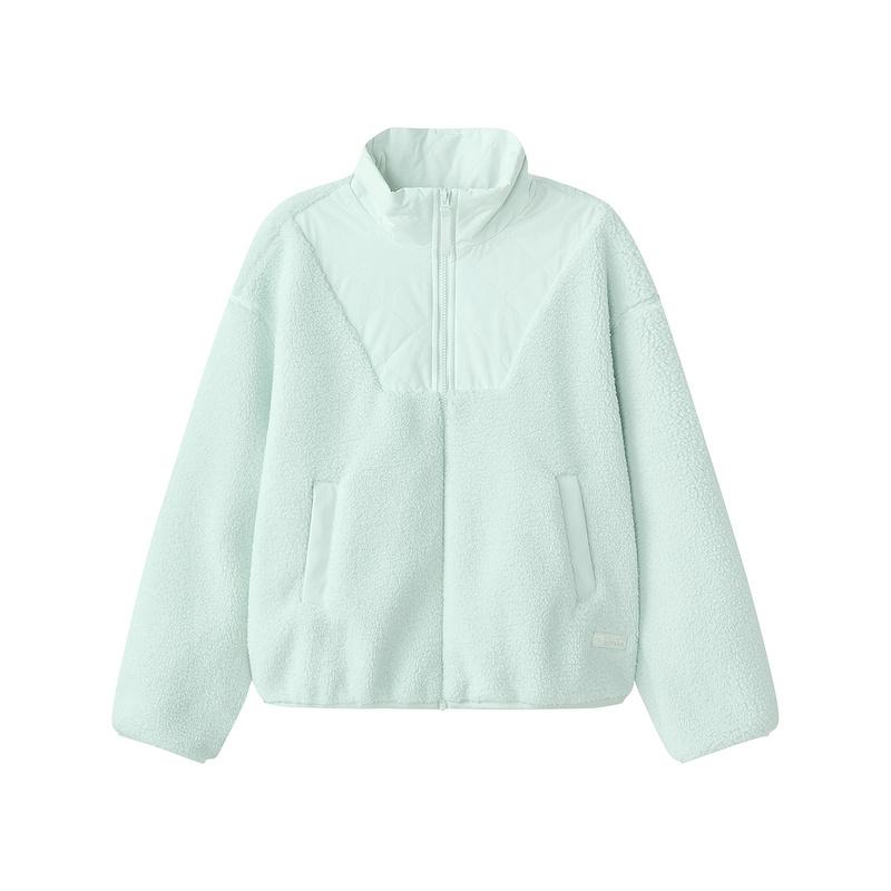Skechers Outdoor Series Knitted Stand Collar Warm Fleece Jacket Women Jacket Ice-Green L424W010-002S S
