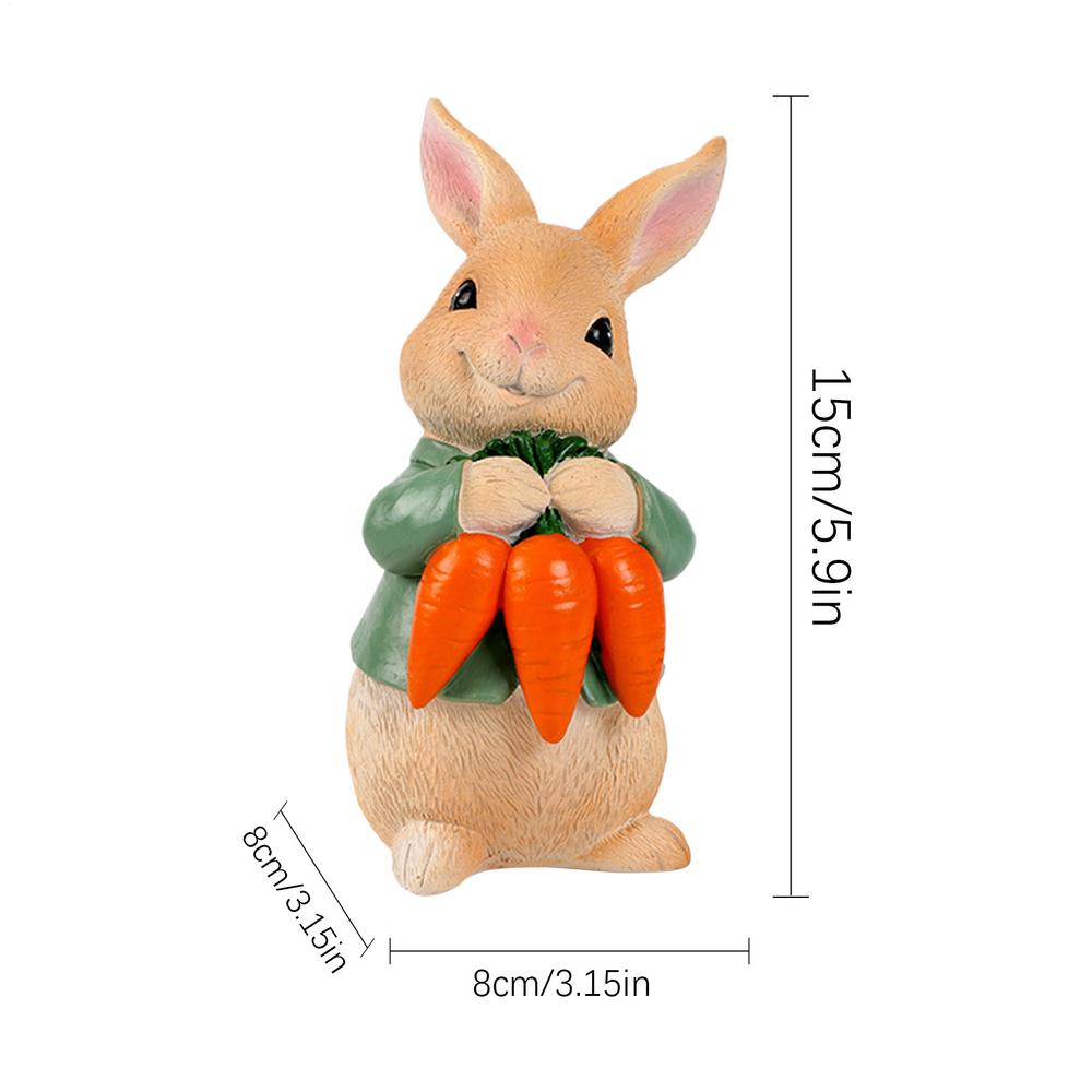 Easter Bunny Ornament Cute Cartoon Resin Figurine Rabbit Holding Egg/carrot Ornament Spring Holiday Home Decor