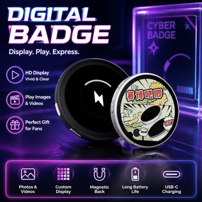 Anime E-Badge Display Pin 1.7 Inch Digital Touch Screen LED Button Smart Electric Badge Photo Frame With Video Playback