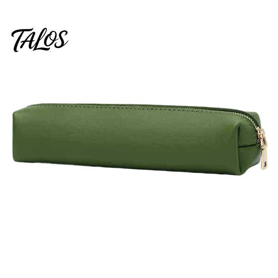 Estojo Elegante Minimalista em Couro PU para Lápis, Bolsa Multifuncional para Armazenamento de Material de Papelaria com Zíper Metálico Suave, Bolsa para Viagem à Prova d'Água e Manchas