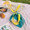 Retro Cute Large Capacity Canvas Drawstring Lunch Bags Creativity Handheld Bento Bag  Handbag Portable Storage Bags Gifts
