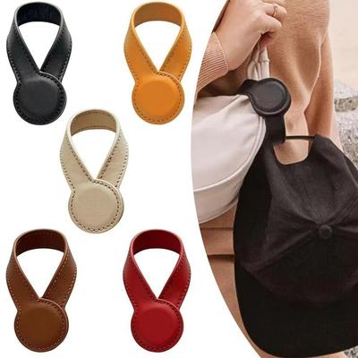 New Powerful Magnet Magnetic Hat Clip PU Leather Solid Color Leather Hat Holder Portable Hat Keeper Clip Luggage
